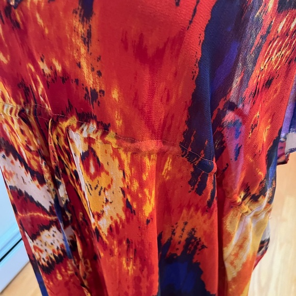 DASH by Kardashian bohemian orange blue yellow 2 piece kaftan dress size medium - Picture 14 of 16